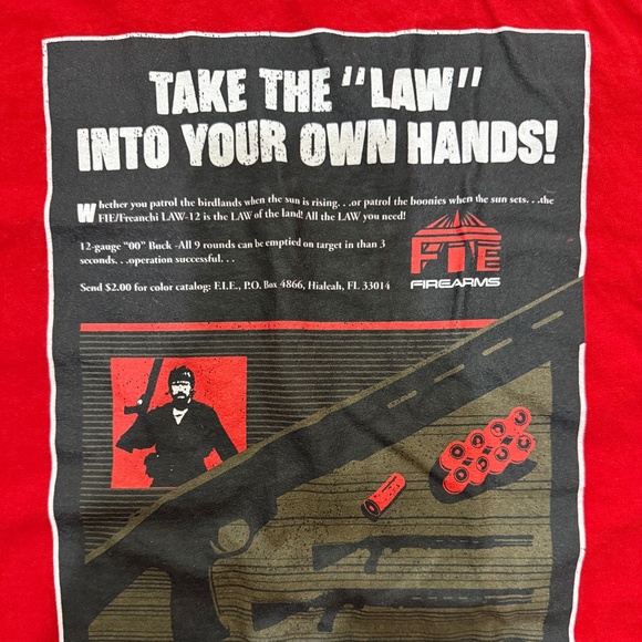 American Apparel Kilo Adverts Firearms Graphic Tee Red Regular - Picture 4 of 9